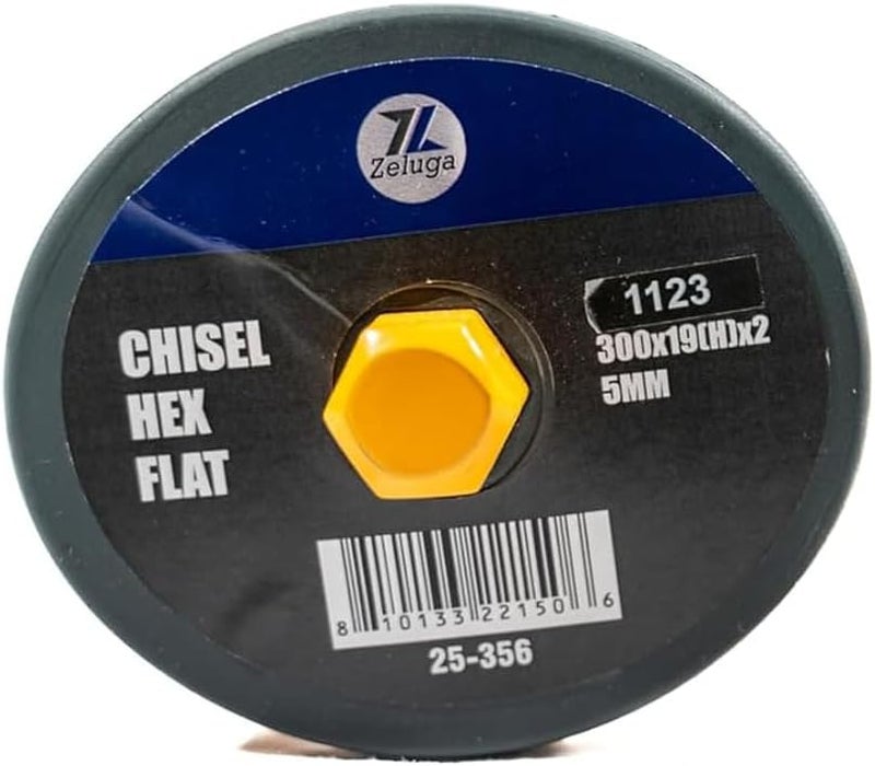 Zeluga 25-356 12 inch Heavy Duty Hex Flat Head Chisel, Pro Masonry Chisel with Hand Guard, Used for Demolition, Carving, Scaling, Breaking, Hunting, and Crushing - Image 1